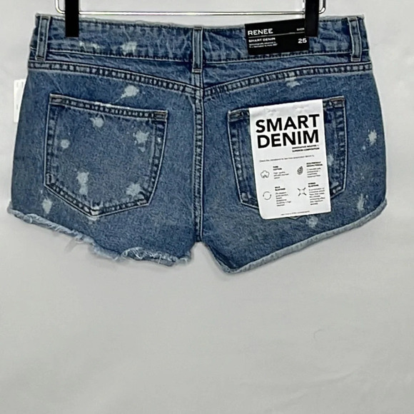 DL1961 Renee Shorts Medium Wash Raw Hem Distressing Cotton - NEW - Size 25 - Picture 4 of 12